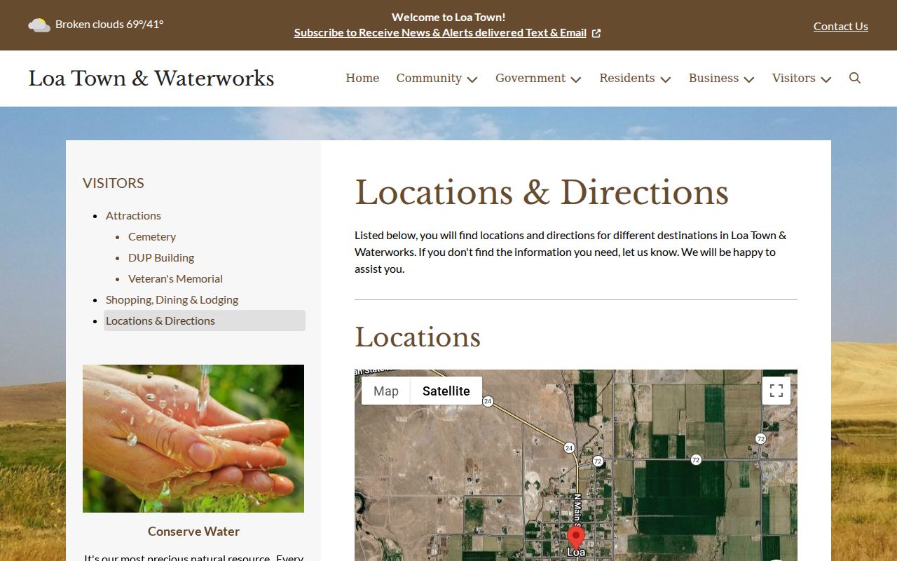 Loa Town and Waterworks official town-hall location page